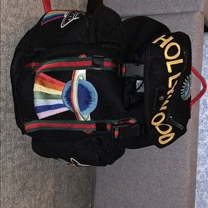 Gucci Black Mesh Hollywood Embroidered Backpack